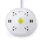 4 Outlet 4 USB Ports Round Power Strip 1200 Joules Surge Protection